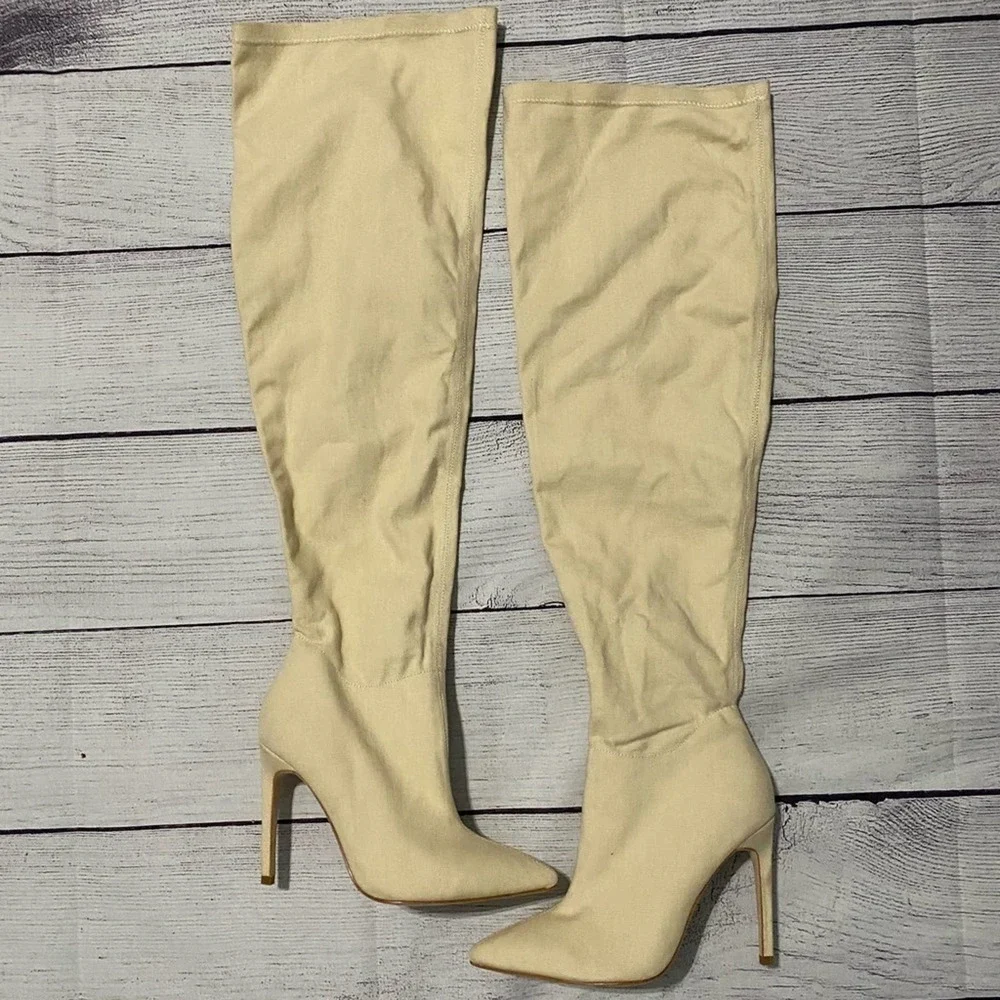 RAYE Cream Over the Knee Boots